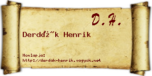 Derdák Henrik névjegykártya